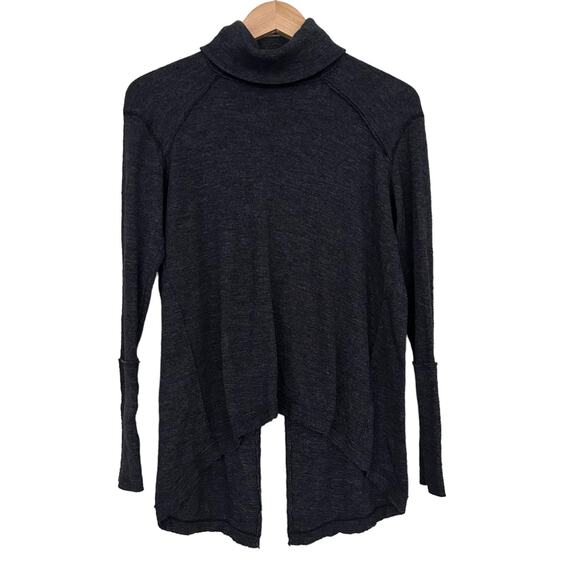 We The Free Charcoal Split Back Turtleneck Sweater Sz S - Picture 1 of 5